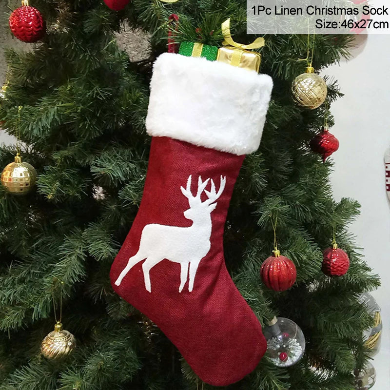 Knitted Christmas Stocking Socks Sack New Year Gift