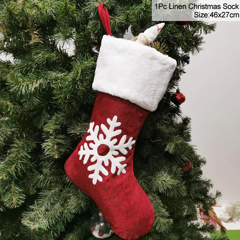 Knitted Christmas Stocking Socks Sack New Year Gift