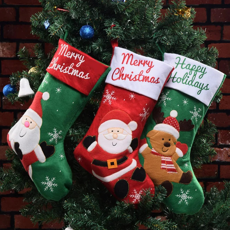Knitted Christmas Stocking Socks Sack New Year Gift