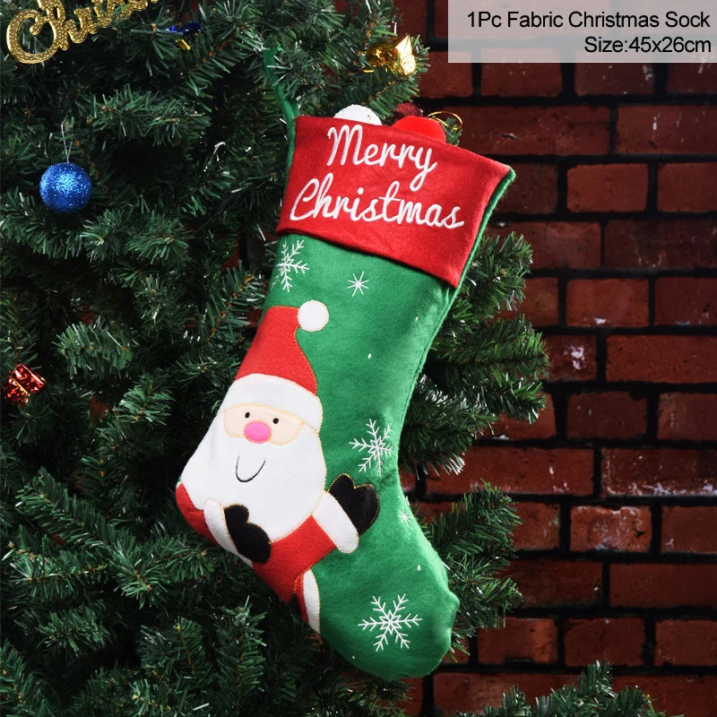 Knitted Christmas Stocking Socks Sack New Year Gift