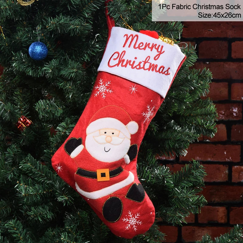 Knitted Christmas Stocking Socks Sack New Year Gift
