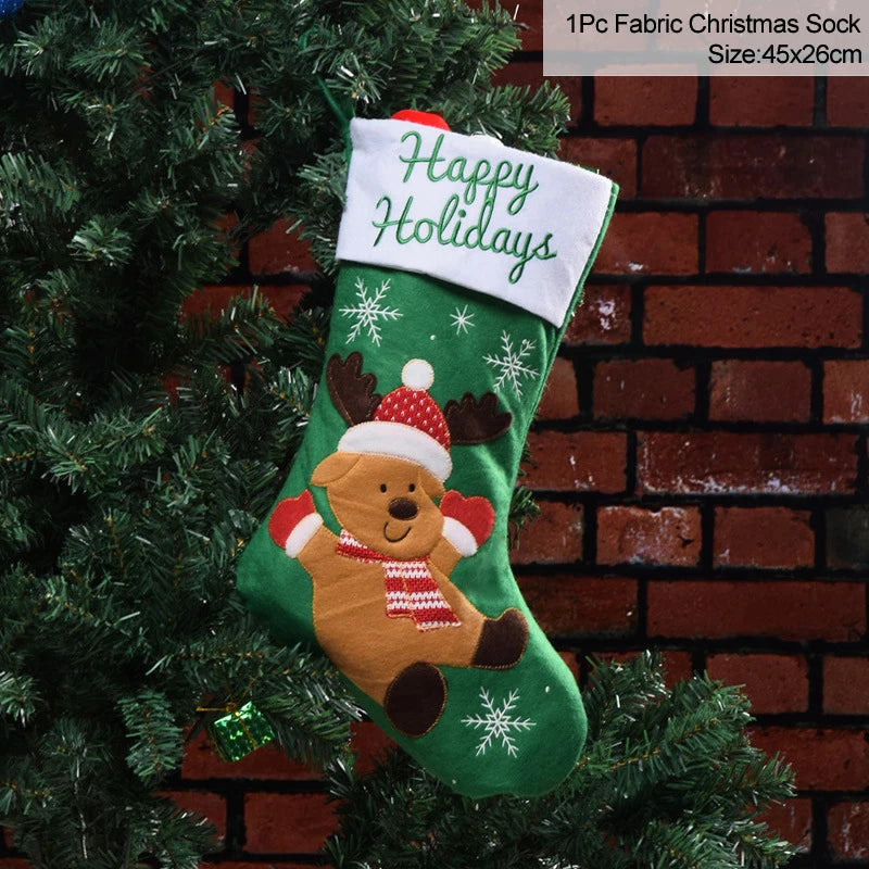 Knitted Christmas Stocking Socks Sack New Year Gift