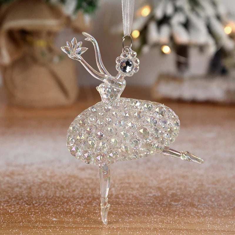 Christmas Tree Acrylic Elk Angel Doll Bell Hanging Ornaments