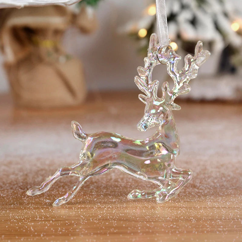 Christmas Tree Acrylic Elk Angel Doll Bell Hanging Ornaments