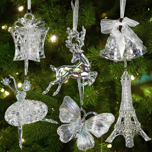 Christmas Tree Acrylic Elk Angel Doll Bell Hanging Ornaments