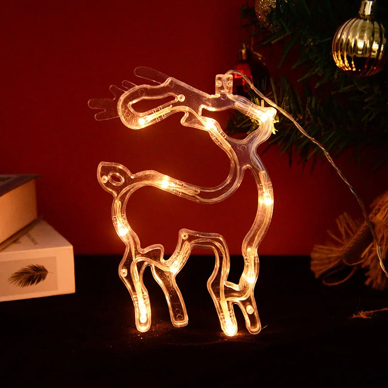 Christmas LED Light Snowflake Santa Deer Hanging Sucker