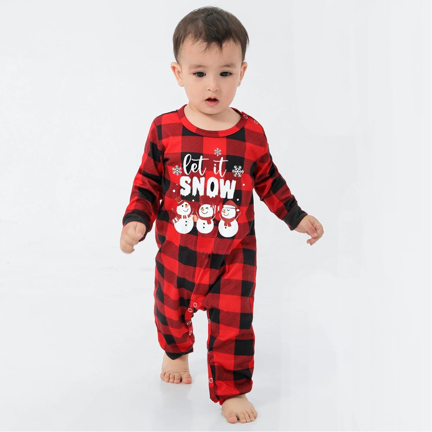 Christmas Pajamas Set Let It Snow Cartoon Print