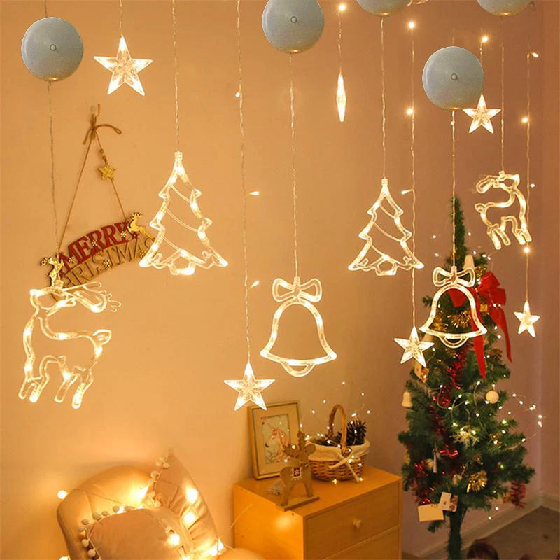 Christmas LED Light Snowflake Santa Deer Hanging Sucker