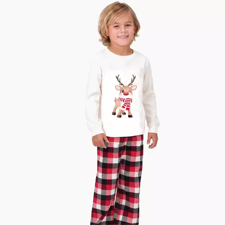 Print Christmas Pajamas Mother Father Kids Matching Clothing Set
