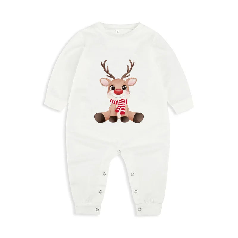 Print Christmas Pajamas Mother Father Kids Matching Clothing Set
