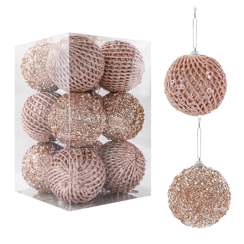 Christmas Tree Balls Ornament Big Glitter White Red Xmas
