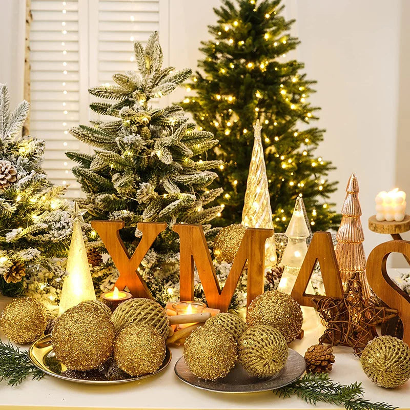 Christmas Tree Balls Ornament Big Glitter White Red Xmas