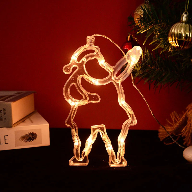 Christmas LED Light Snowflake Santa Deer Hanging Sucker
