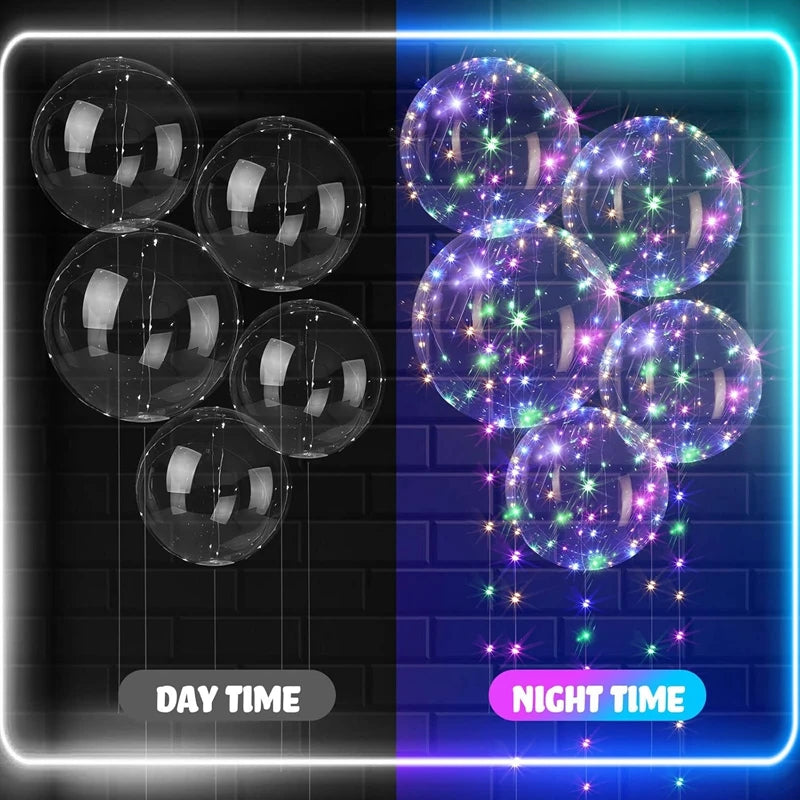 10Pcs LED Light Up Bobo Balloon with Light String