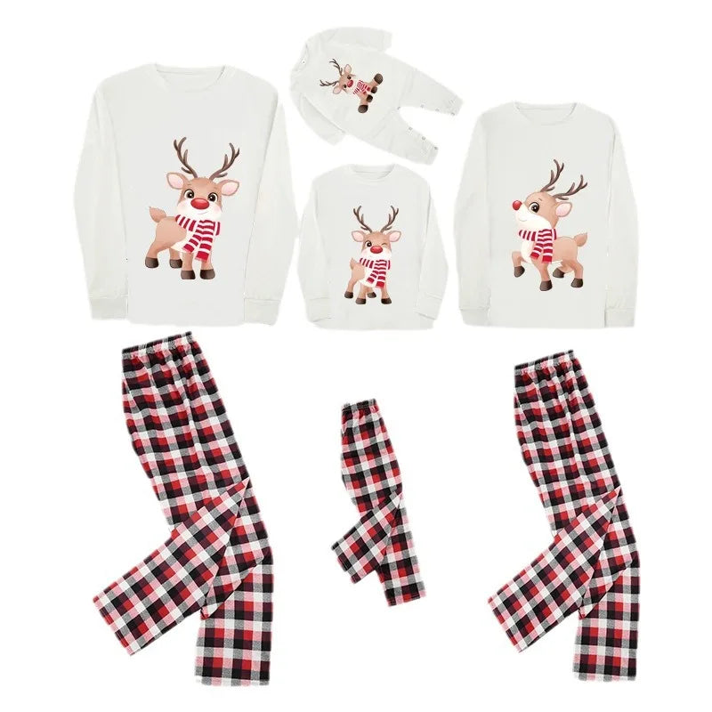 Print Christmas Pajamas Mother Father Kids Matching Clothing Set