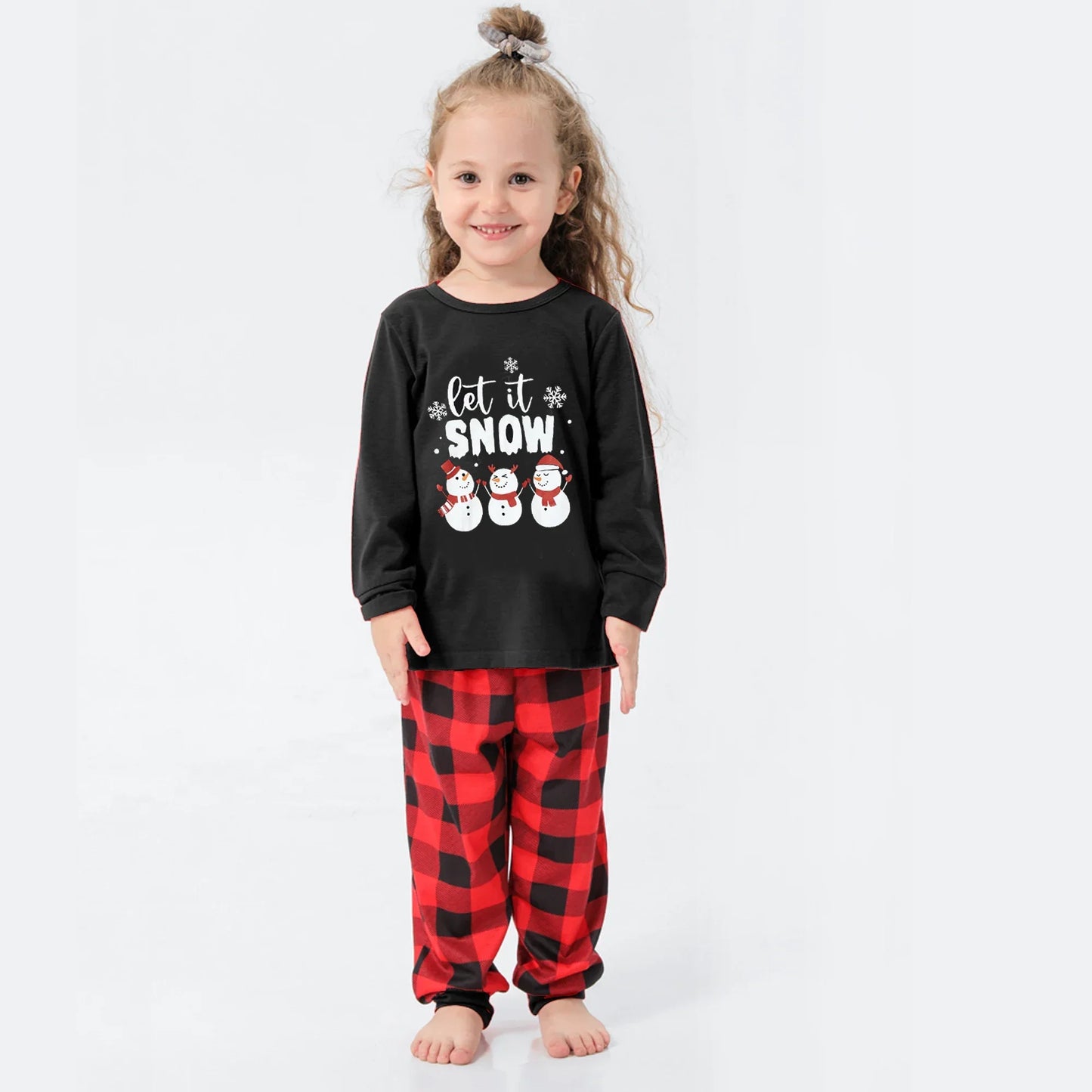 Christmas Pajamas Set Let It Snow Cartoon Print