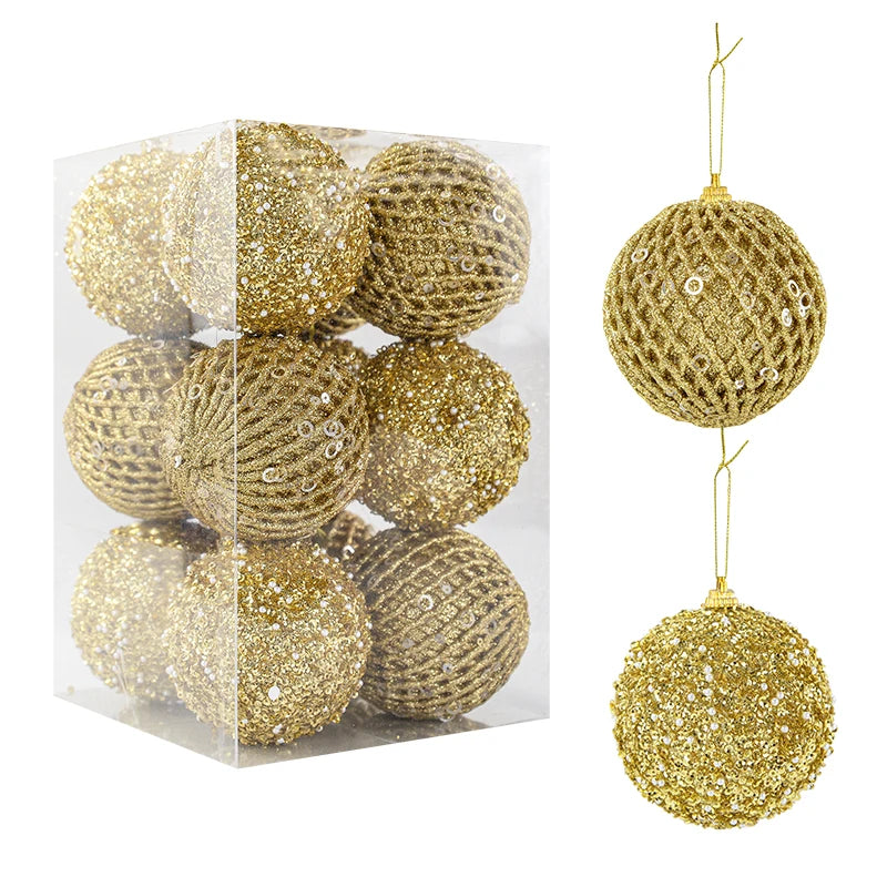 Christmas Tree Balls Ornament Big Glitter White Red Xmas