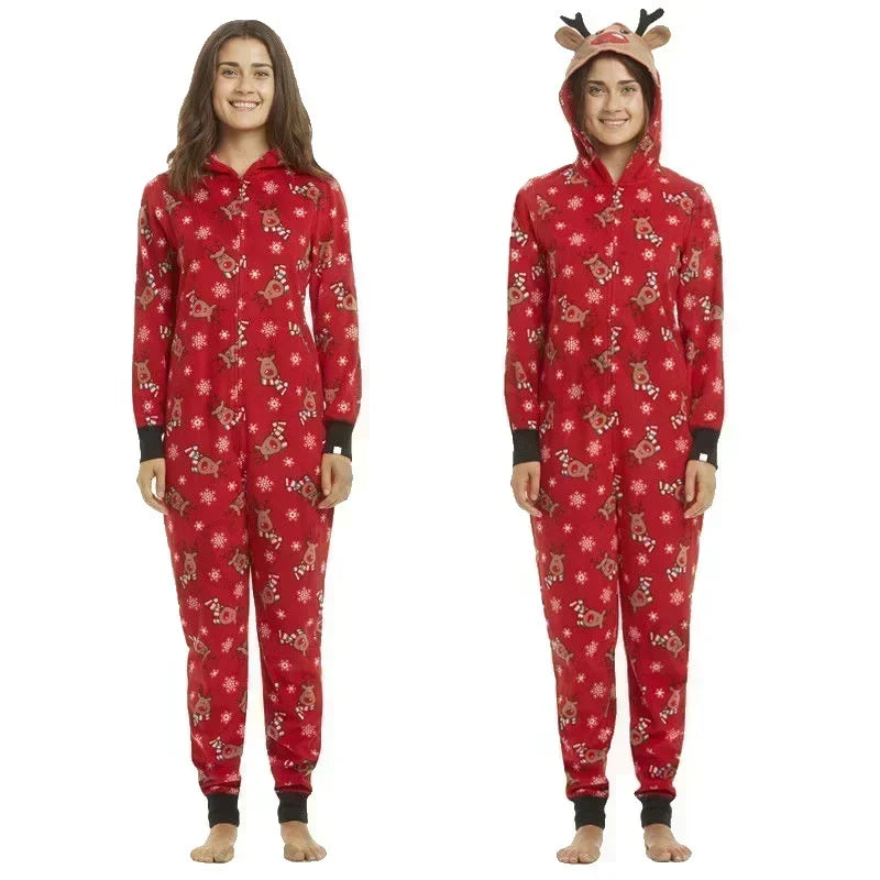 Christmas Matching Outfits for Family Elk Ear Hooded One-Piece