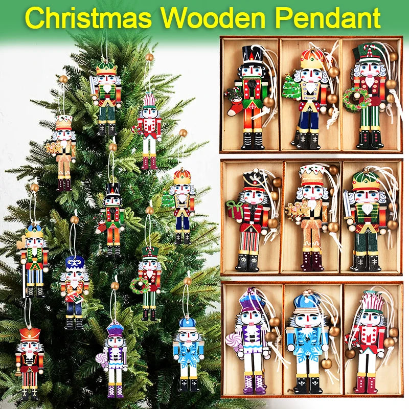 9Pcs Christmas Wooden Ornaments