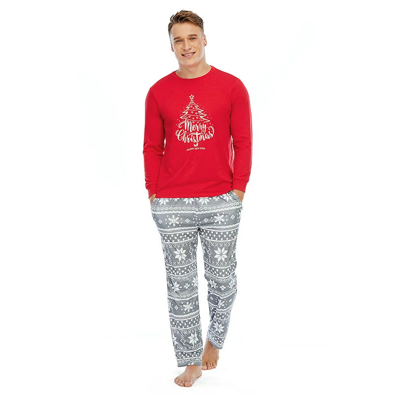 Merry Christmas Print Pajamas Set for Family Mom Dad Kids