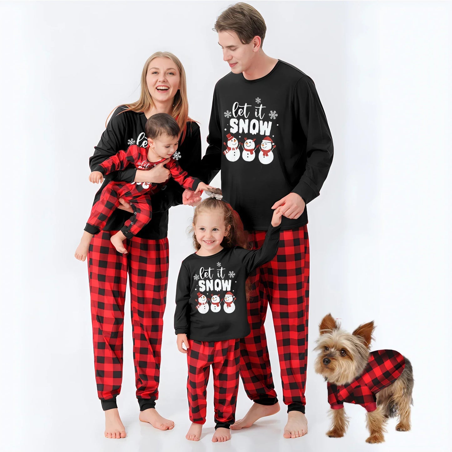 Christmas Pajamas Set Let It Snow Cartoon Print
