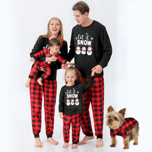 Christmas Pajamas Set Let It Snow Cartoon Print