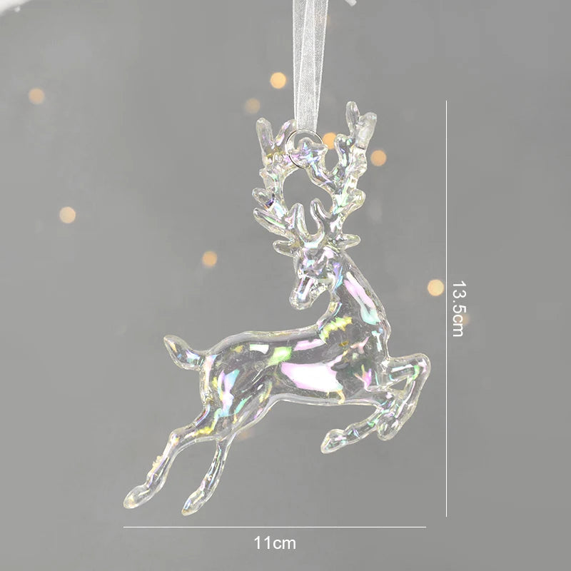 Christmas Tree Acrylic Elk Angel Doll Bell Hanging Ornaments