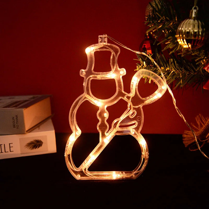 Christmas LED Light Snowflake Santa Deer Hanging Sucker