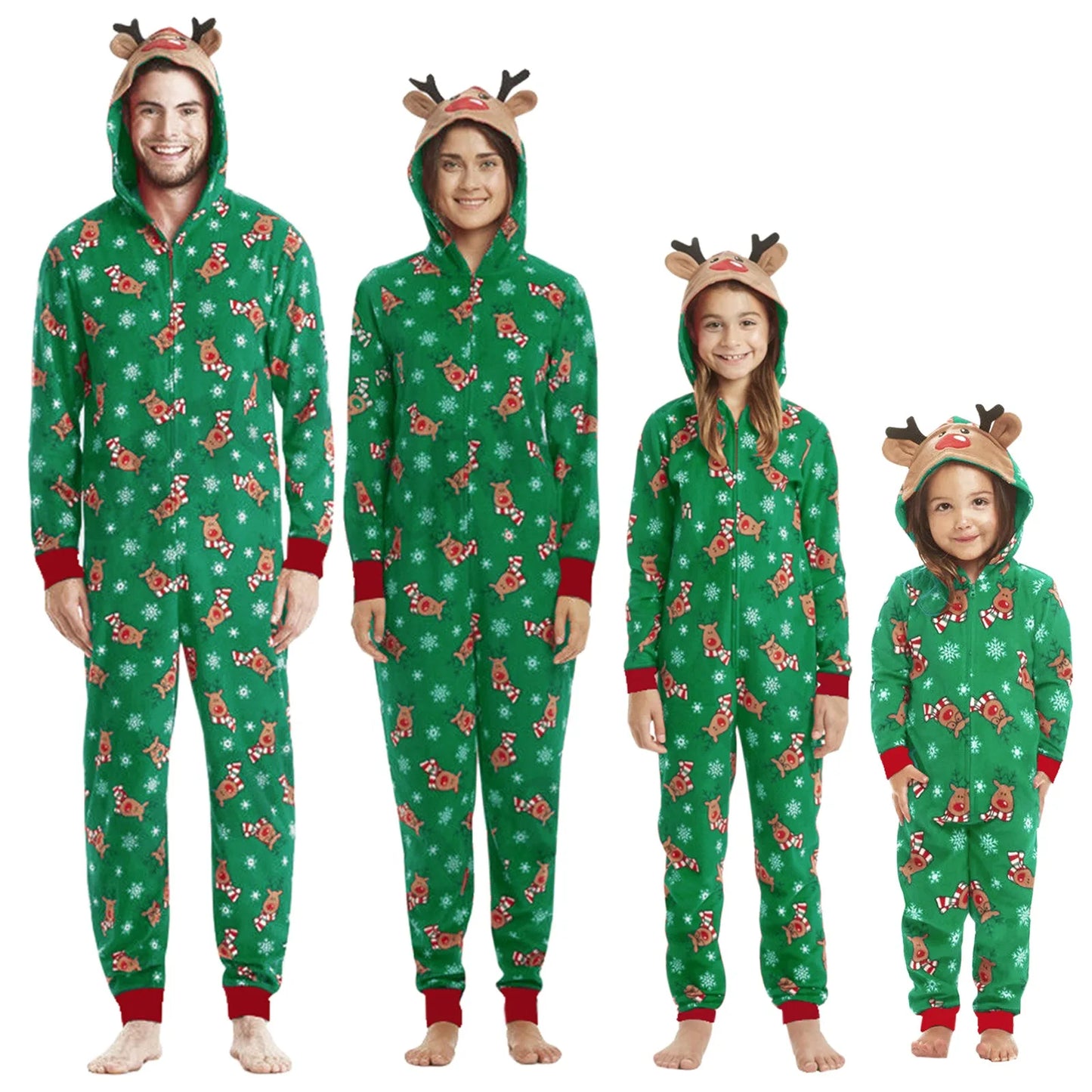 Christmas Matching Outfits for Family Elk Ear Hooded One-Piece