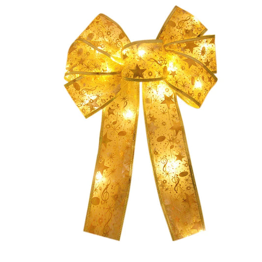Xmas Tree LED Light Bow Ribbon Christmas Decorations