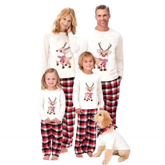 Print Christmas Pajamas Mother Father Kids Matching Clothing Set