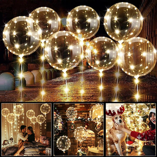10Pcs LED Light Up Bobo Balloon with Light String