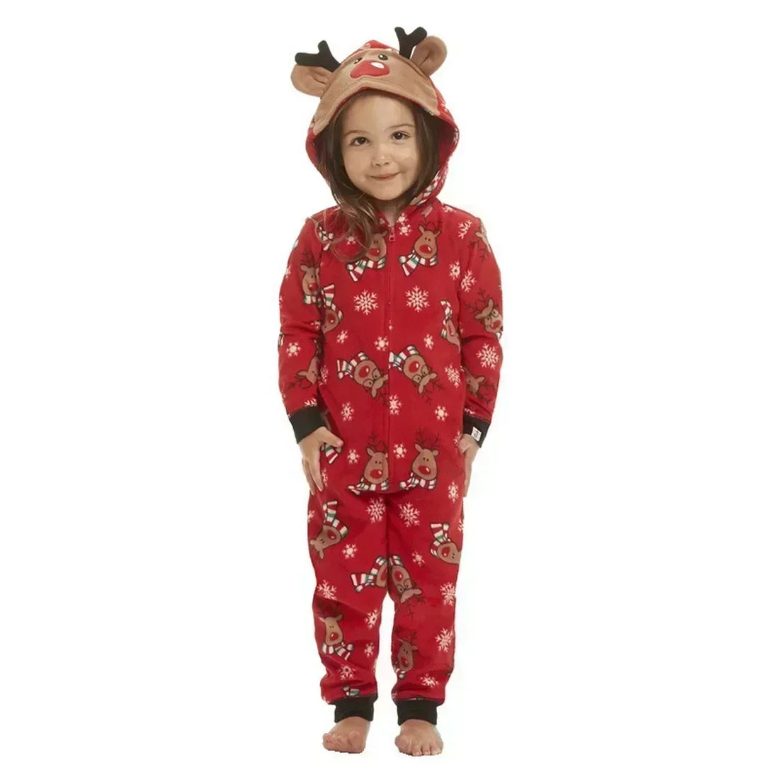 Christmas Matching Outfits for Family Elk Ear Hooded One-Piece