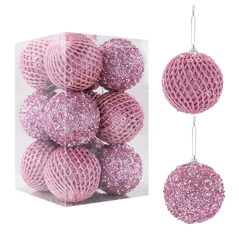 Christmas Tree Balls Ornament Big Glitter White Red Xmas