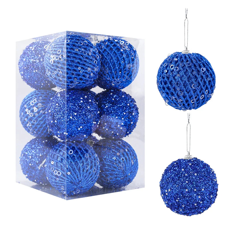 Christmas Tree Balls Ornament Big Glitter White Red Xmas