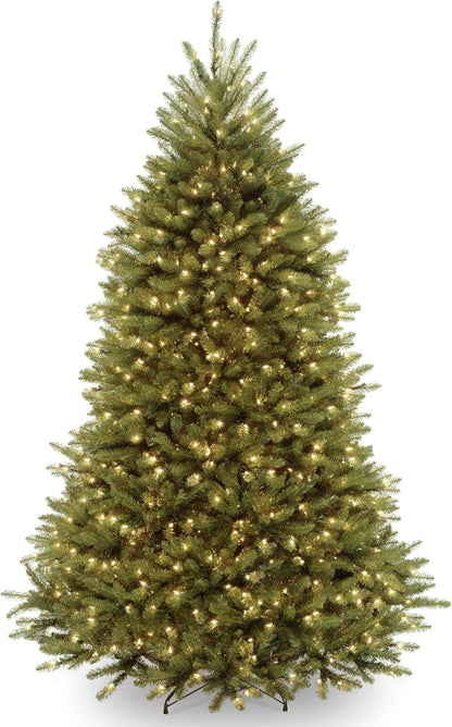 National Tree Company 6.5 ft Pre-Lit Dunhill Fir Artificial Christmas Tree, 650 Clear Lights, 1,838 Tips, Includes Stand, Green