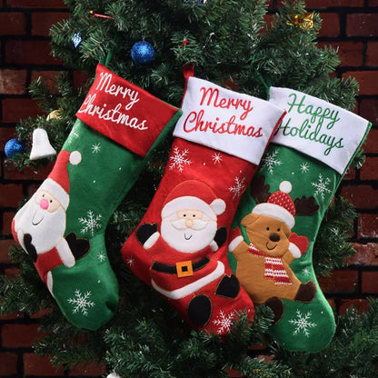 Knitted Christmas Stocking Socks Sack New Year Gift