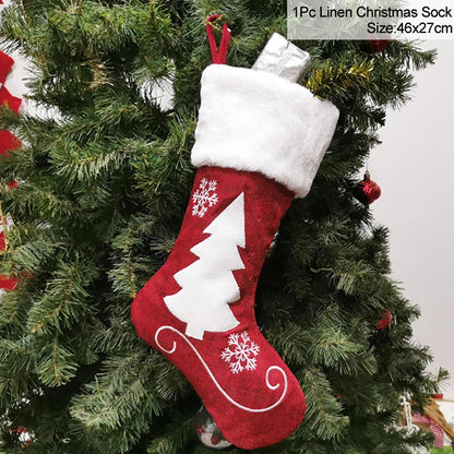 Knitted Christmas Stocking Socks Sack New Year Gift