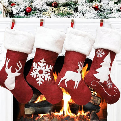 Knitted Christmas Stocking Socks Sack New Year Gift