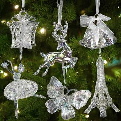 Christmas Tree Acrylic Elk Angel Doll Bell Hanging Ornaments