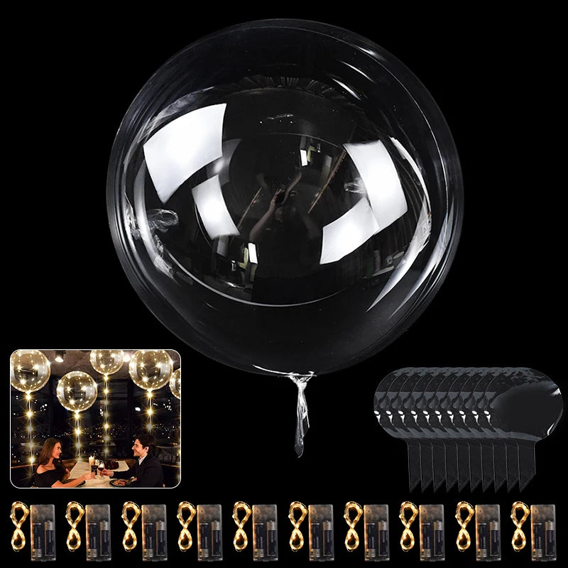 10Pcs LED Light Up Bobo Balloon with Light String