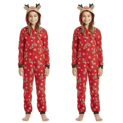 Christmas Matching Outfits for Family Elk Ear Hooded One-Piece