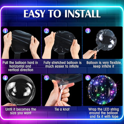 10Pcs LED Light Up Bobo Balloon with Light String