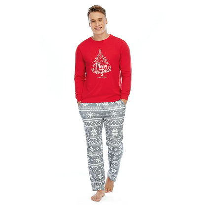 Merry Christmas Print Pajamas Set for Family Mom Dad Kids