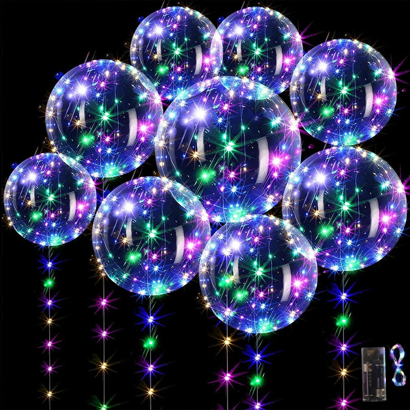 10Pcs LED Light Up Bobo Balloon with Light String