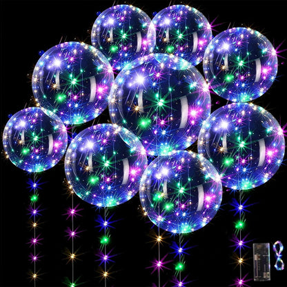 10Pcs LED Light Up Bobo Balloon with Light String