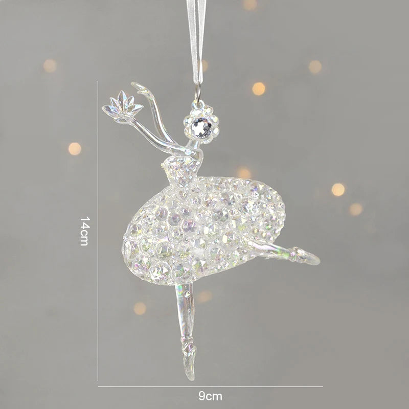 Christmas Tree Acrylic Elk Angel Doll Bell Hanging Ornaments