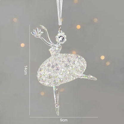 Christmas Tree Acrylic Elk Angel Doll Bell Hanging Ornaments