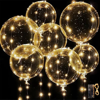 10Pcs LED Light Up Bobo Balloon with Light String