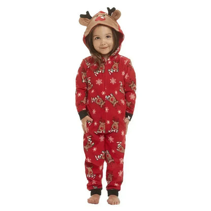 Christmas Matching Outfits for Family Elk Ear Hooded One-Piece